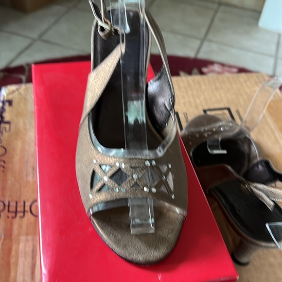 VanEli Slingback Rhinestone Pumps in Dark Gold Leather - Picture 11 of 15